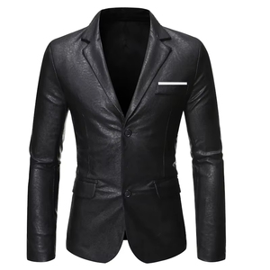 <b>long</b>-sleeved stand-up collar faux <b>leather</b> fleece lining men <b>jacket</b> 2026 - Product Image 1
