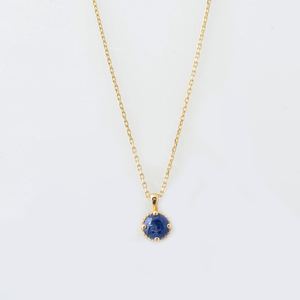 Pendentif solitaire saphir bleu, pendentif délicat, argent sterling 925, plaqué or 14 carats, bijoux fins, cadeau - Product Image 1