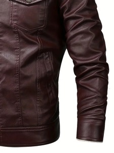 Veste en cuir de qualité supérieure avec poignets en fausse fourrure douce et style moderne pour l'hiver - Product Image 2
