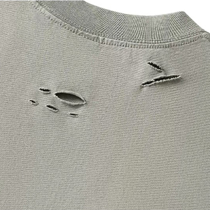 Custom <b>Logo</b> Men's Oversized 100% Cotton T-Shirts Short Sleeve O-Neck Casual Jersey 250 GSM Distress Front Print Design For Men - Product Image 2
