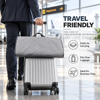 Sac de rangement pliable personnalisé en non-tissé avec fenêtre transparente, poche pour carte d'identité et compartiment en maille pour chaussures, idéal pour costumes, robes et vêtements de voyage, avec logo personnalisé