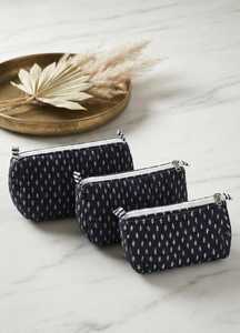 Black Vintage Quilted Cotton Chains <b>Makeup</b> Organizer Pouch Zipper Cosmetic <b>Case</b> Medium Capacity Travel Toiletry Bag - Product Image 2