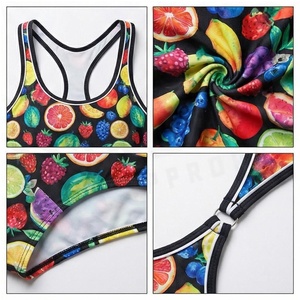 Fruit Print 2 Piece <b>Bikini</b> Set Women High Waist Crop Top Swimwear Spandex Polyester Stretch Quick Dry Anti-chlorine - Product Image 4