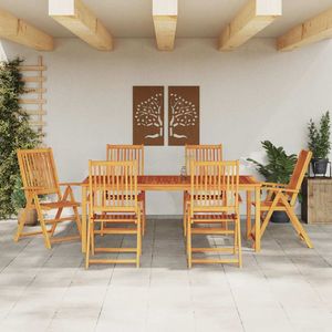 Set da Pranzo da Giardino Pieghevole in Legno di Acacia a 7 Pezzi, Arredamento da Esterno per 6 Persone, Stile Tradizionale - Product Image 4