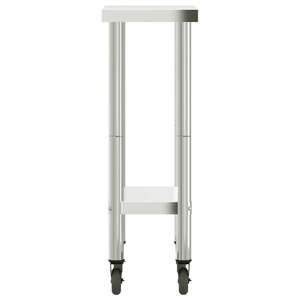 Mesa de Trabajo para Cocina Comercial con Ruedas, 21.7''x11.8''x33.5'', Fabricación en Acero Inoxidable - Product Image 6