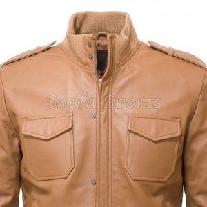 New Breathable & Comfortable Solid Color Customizable Leather Jacket Premium Quality for Men Style With Leather - Product Image 3