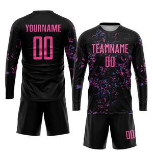 Nouveau style de mode, uniforme de football personnalisé par sublimation, vente en gros, kit de couleur unie, ensemble de football confortable, col rond, léger - Product Image 4