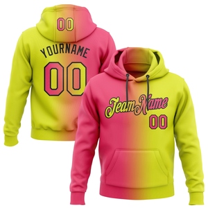 เสื้อฮู้ดดี้แฟชั่นสปอร์ตไล่เฉดสีเหลืองนีออน-ชมพูนีออน-ดำ แบบเย็บติดกันเอง ดีไซน์ใหม่จากโรงงานขายส่งโดยตรง - Product Image 1