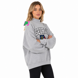 Sweat-shirt à col montant Georgia pour femme, noir, avec broderie de la carte de l'État, coupe oversize, pour l'automne - Product Image 2