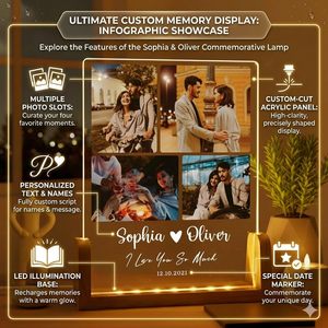 Premium Acrylic Photo Frame & Custom LED <b>Night</b> <b>Light</b> Lamp with USB DC Power Modern Design Eye Caring Feature Warm White - Product Image 5