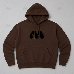 Sweat-shirt à capuche marron pour homme, couleur unie, poche avant avec logo, coupe ample, décontracté, pour l'automne, 100% coton, broderie 3D française - Product Image 3
