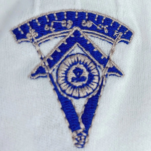 Gants maçonniques en coton blanc avec impression par transfert thermique du symbole bleu, longueur poignet, respirants, usage quotidien, printemps automne, style uni - Product Image 6