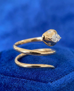 14K Gold Marquise Diamond Snake <b>Ring</b>, Serpent Wrap <b>Ring</b>, Marquise Cut Lab Diamond <b>Statement</b> <b>Ring</b>, Luxury Animal Jewelry Gift for - Product Image 4