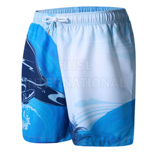 Shorts de Baño para Hombre con Estampado de Tabla de Surf Azul, Secado Rápido, Cintura con Cordón Ajustable, Estilo Casual - Product Image 2