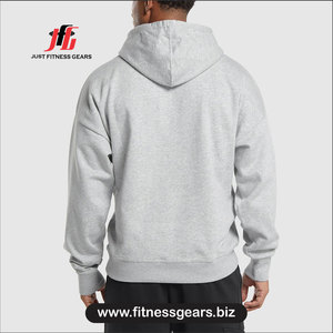 Sweat-shirt à capuche en polaire gris pour homme, coupe classique, couleur unie, pull décontracté, vêtement d'automne - Product Image 2