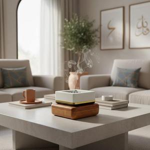 Brûleur d'encens carré en bois Bakhoor, porte-parfum Oud arabe, décoration de Ramadan, décoration de table de mariage, vente en gros, exportation - Product Image 3