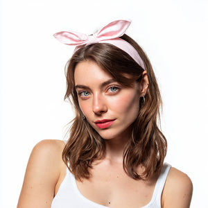 Serre-tête à nœud latéral en tissu imprimé, motif floral et à carreaux pour femme - Product Image 3