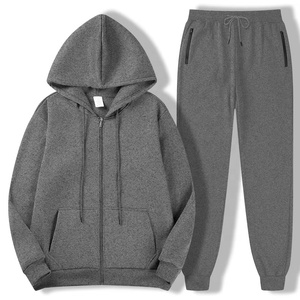 Custom Men's Plus Size Heavyweight Fleece Full-<b>Zip</b> <b>Hooded</b> Tracksuit 2-Piece Set Side Pockets Drawstring Closure Polyester/Cotton - Product Image 5