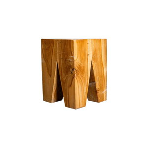 Hotel Apartment Spaces Geometric Teak Prism <b>Stool</b> with Natural Elegance Perfect for Adding Warmth Beauty Premium ARTERRA - Product Image 2