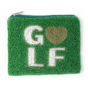 Monedero pequeño de golf con cuentas, cierre de cremallera, letras bordadas, ecológico, tarjetero pequeño, estuche para maquillaje, billetera de regalo para mujer - Product Image 1