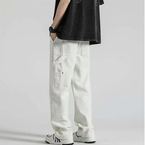 Nuevos pantalones vaqueros de mezclilla con corte de bota y efecto apilado para hombre, estilo urbano, ajustados, lavados, formales de verano - Product Image 4