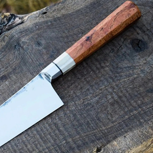 Burraq Ecommerce Custom Handmade Personalized Carbon Steel Chef <b>Knife</b> 8-Inch Blade 3.0mm Thickness Wood Handle Sheath Gift - Product Image 2