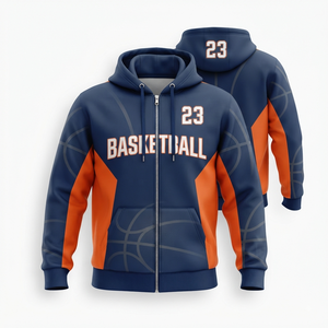 Sweat-shirt de sport zippé personnalisé pour homme avec numéro 23 et design d'équipe, impression par sublimation, coupe classique, vêtement d'automne - Product Image 1
