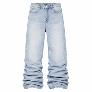 Jeans de Mezclilla de Pierna Recta, Cintura Alta, Lavado a la Piedra, Algodón Ligero, Estilo Vintage Casual para Hombre, Invierno, Ecológicos, Corte Holgado - Product Image 3