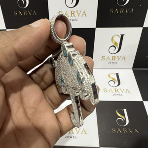 Pendentif parapluie personnalisé en argent sterling 925 plaqué or rose, serti de moissanite VVS taille brillant rond, style hip-hop pour homme - Product Image 4