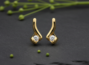 Pendientes de Oro de 14k Personalizados con Diamante Solitario VVS1 Cultivado en Laboratorio, Joyería Moderna al por Mayor, Diseño de Onda Retorcida, Novedad - Product Image 3