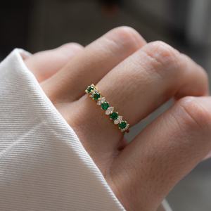 Sami Jewels Emerald <b>Ring</b> 925 Sterling <b>Silver</b> 14K Gold Plated Gemstone <b>Stacking</b> May Birthstone Gift For Her Women - Product Image 3