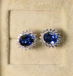 Pendientes de Zafiro Azul de Laboratorio: Estilo Diana, Plata de Ley 92.5, Joyería Nupcial - Product Image 6