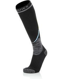 Chaussettes de course imprimées WIES, hauteur genou, noires avec talon et bout gris, respirantes, tricotées, pour jeunes et adultes, hiver - Product Image 1