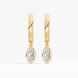 Pendientes de Aro ZAWO HOUSE Premium para Mujer con Diamantes VVS1 Corte Marquesa, Plata de Ley 925 con Engaste de Bisel, Bañados en Plata, Regalo - Product Image 1
