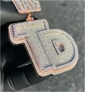 Pendentif Lettre Personnalisé en Moissanite Ronde Sertie de Pierres, Argent 925, Moissanite VVS, Pendentif Lettre Hip Hop pour Homme - Product Image 6