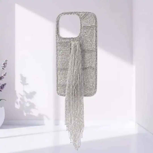 Fundas para Teléfono con Borlas de Cuentas y Pedrería Hechas a Mano, Accesorios Móviles de Cristal Brillante de Lujo - Product Image 5