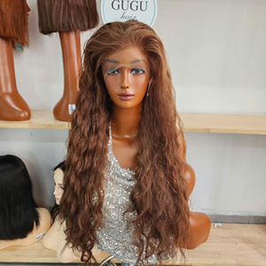 GUGU Honey Brown Virgin Vietnamese Human Hair Full Lace <b>Wig</b> Long 250% Density HD Transparent for Lace with Baby Hair - Product Image 2