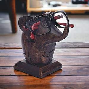 Wooden elephant holder hand carved spectacle stand <b>decorative</b> glasses organizer home <b>office</b> desk <b>accessory</b> gift - Product Image 5