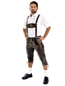 Pantalones Cortos Bávaros de Cuero Genuino para Hombre, Diseño Vintage, para Bodas y Fiestas, Largo hasta la Rodilla, con Hebillas Ajustables - Product Image 3