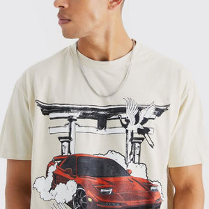 Camiseta de algodón 100% estilo streetwear con estampado gráfico para verano, camisetas para hombre, camiseta oversize para hombre, de tela gruesa. - Product Image 3