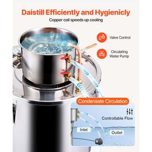 Kit di Fermentazione per Birra Fatta in Casa da 8 Galloni/30 L in Acciaio Inossidabile con Distillatore d'Acqua e Alcol con Serpentina in Rame, Distillatore per Raffinazione Domestica - Product Image 4