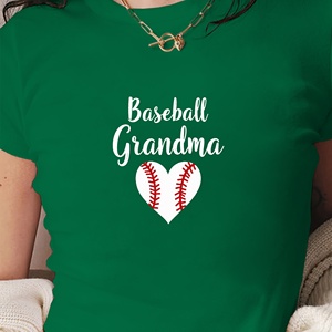 Camiseta Corta de Cuello Redondo y Corte Ajustado Estilo Y2K para Mujer, con Estampado de Béisbol de la Moda de la Abuela, en Tejido de Punto de Spandex/Poliéster - Product Image 2