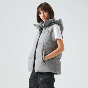 Chaleco acolchado sin mangas con capucha para mujer, cálido de invierno, con cremallera - Product Image 1