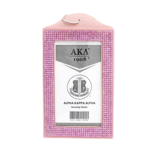 AKA Pink Rhinestone <b>ID</b> Badge Holder Pink & Green Bling Name <b>Tag</b> Holder with Clear Window Sorority Accessory - Product Image 4