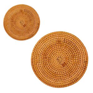 Tendencia en Moda: Platos de Ratán Tejido, Elegantes Tapetes de Ratán Hechos a Mano, Decoración para Colgar en la Pared y Vajilla para Mesa de Comedor - Product Image 1