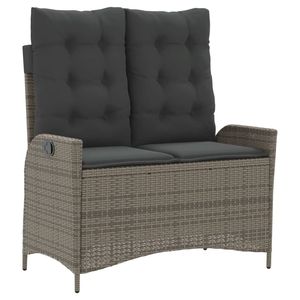Banco de patio reclinable de ratán polivinílico gris con cojines - Product Image 2