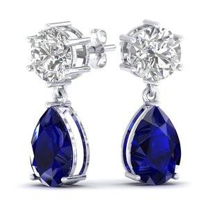 REYES - Pendientes de Zafiro Azul con Corte de Pera de 11.36 Quilates, Diseño Nuevo, en Plata de Ley 925, Joyería de Boda con Moissanita - Product Image 5