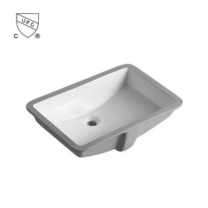 NV2287 Lavabo de salle de bain rectangulaire à encastrer en céramique vitreuse avec trop-plein, dimensions totales 600x400x200mm - Product Image 1