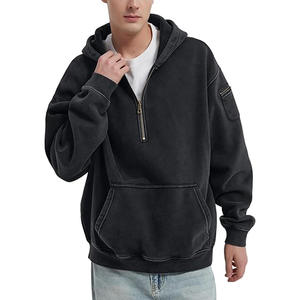 Sudaderas con capucha para hombre, forro polar, moda de otoño, sudaderas con media cremallera, chaquetas de invierno, tops extragrandes, ropa 2026 - Product Image 1