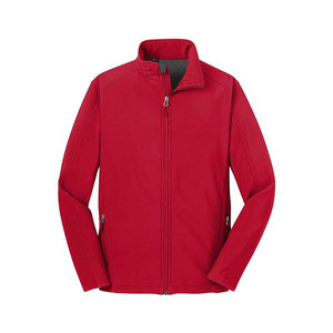 Veste en polaire rouge pour homme, fermeture éclair intégrale, col montant, coupe-vent décontracté en polyester, vêtement d'extérieur pour l'automne - Product Image 1